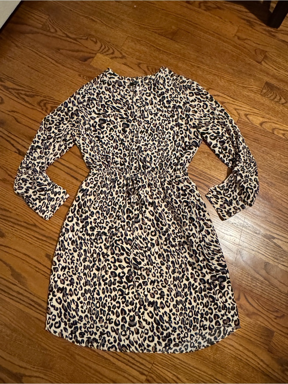 Apt. 9 Leopard Print Long Sleeve Dress - Beige & Black